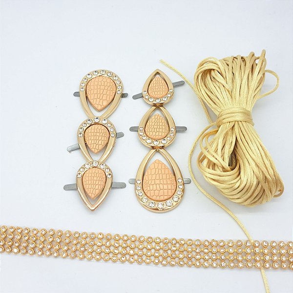 Kit Cabedal lateral Gotas - nude