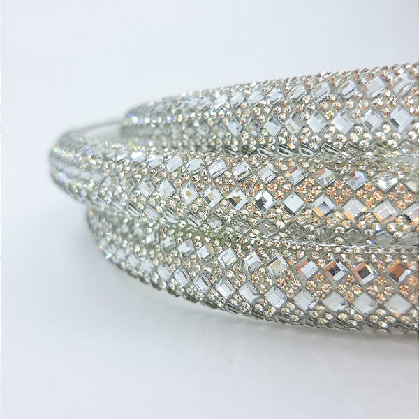 Tubo de Strass Meia Cana - Prata