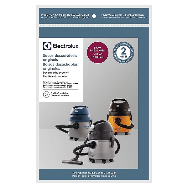 Kit 3 Sacos de aspirador de Pó A20 e Gt3000 CSE20 Electrolux
