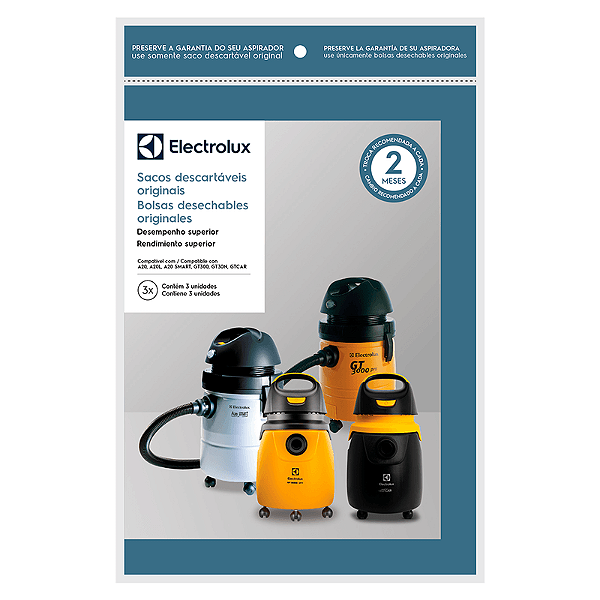 Kit 3 Saco Descartável Asp. Electrolux A10 Cse09 água E Pó