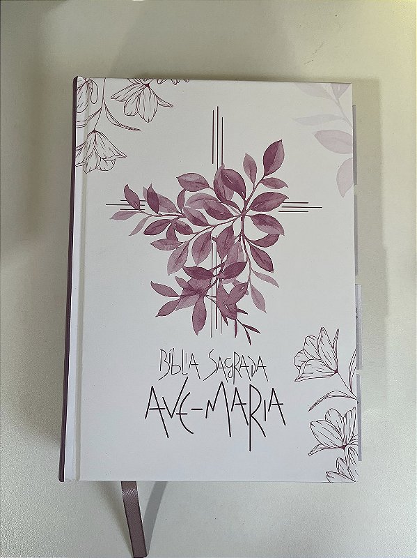 BÍBLIA AVE MARIA - CAPA ROSA FLORAL - LUXO COM ABAS