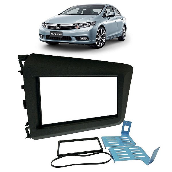 Moldura Painel Honda Civic 2012-2016 2 Din Cinza Padrão Japonês Chinês