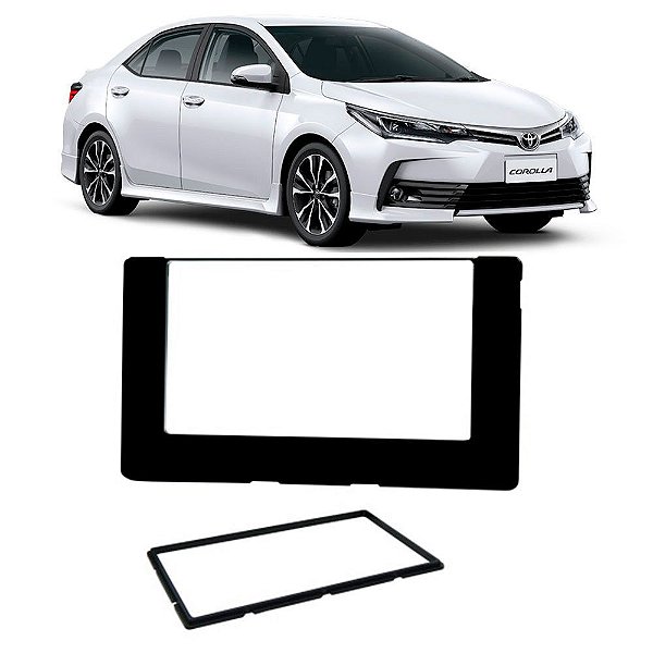 Moldura Painel Toyota Corolla 2017-2019 2 Din Black Piano Multimidia DVD Padrão Chinês