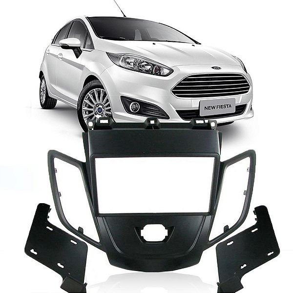 Moldura Painel Ford New Fiesta 2012 2013 2014 2015 2016 Modelo Nacional 2 Din Preto Multimidia Dvd Padrão Japonês