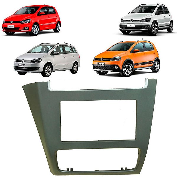 Moldura Painel Volkswagen Fox 2014 A 2018 Crossfox & Spacefox 2013 A 2018 Preto 2 Din Multimidia Dvd Padrão Japonês