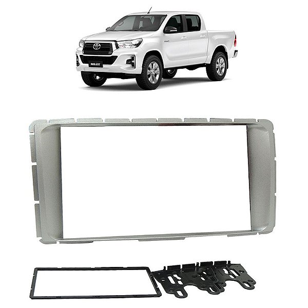 Moldura Painel Toyota Hilux 2012 2013 2014 2015 2016 2 Din Prata Multimidia Dvd Padrão Japonês Chinês