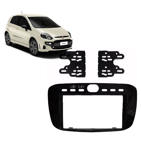 Moldura Painel 1 e 2 Din Fiat Punto Linea 2013 2014 2015 2016 2017 Black Piano Multimidia Dvd Padrão Japonês