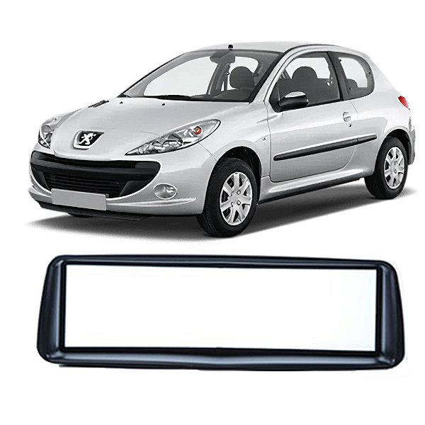 Moldura Painel Peugeot 206 1 Din Preto MP3 Mp4