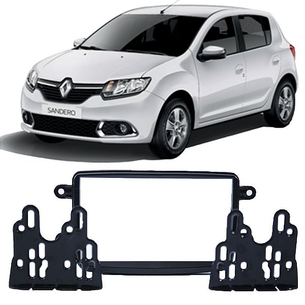 Moldura Painel Kwid Captur 2017 A 2021 Duster Oroch 2012 A 2016 Sandero Logan 2012 A 2021 2 Din Preto Padrão Chinês