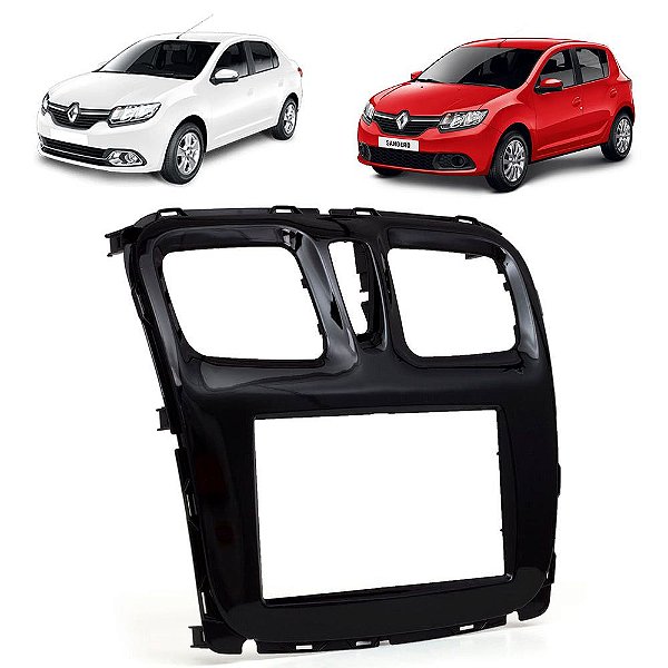 Moldura Painel Renault Sandero Logan 2015 2016 2017 2018 2019 Black Piano 2 Din Multimidia Dvd Padrão Japonês Chinês