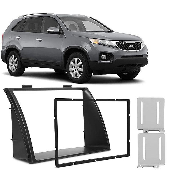 Moldura Painel Sorento 2009 2010 2011 2012 2 Din Preto Com Suporte Multimidia Dvd Padrão Japonês Chinês
