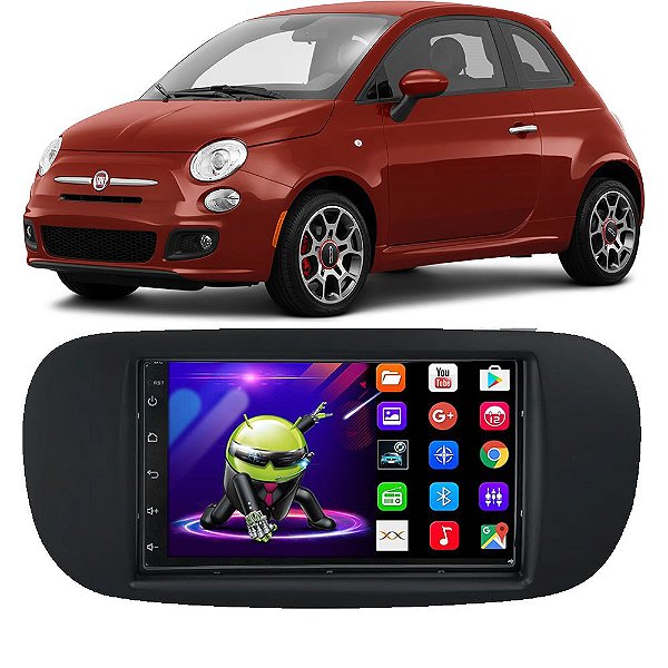 Kit Multimídia Android Fiat 500 (2010-2017) 7'' Polegadas 1-16GB GPS TV Online Bluetooth WiFi