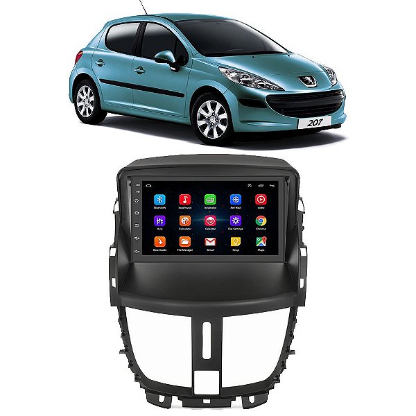 Kit Multimídia Android Peugeot 207 (2009-2015) 7'' Polegadas 1-16GB GPS TV Online Bluetooth WiFi