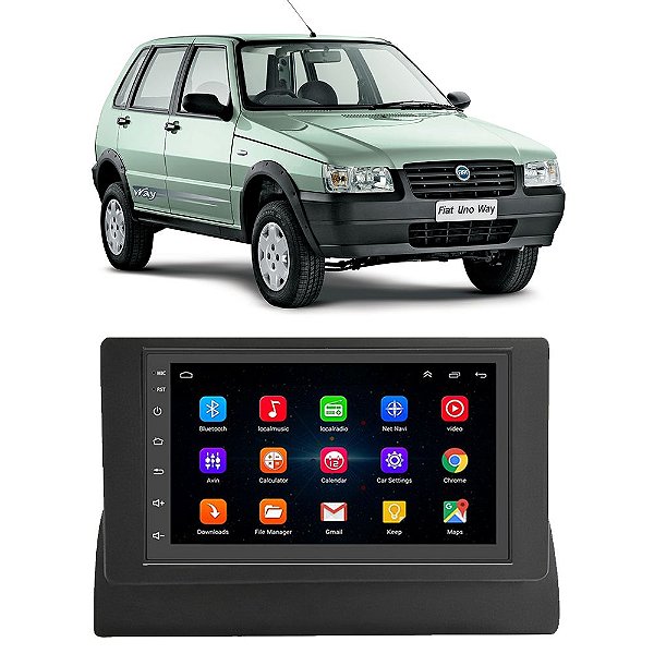 Kit Multimídia Android Fiat Uno Mille (1995-2013) 7'' Polegadas 1-16GB GPS TV Online Bluetooth WiFi