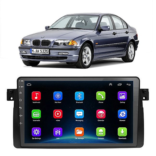 Kit Central Multimídia Android Bmw Serie 3 1998-2005 9 Pol Tv Online GPS Bluetooth WiFi USB Rádio FM