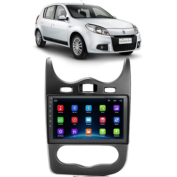 Kit Multimídia Android Sandero Logan 2012 A 2014 9" Tv Online GPS Bluetooth WiFi USB Rádio FM