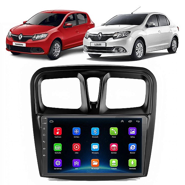 Kit Multimídia Android Sandero Logan 2015 A 2024 9" Tv Online GPS Bluetooth WiFi USB Rádio FM