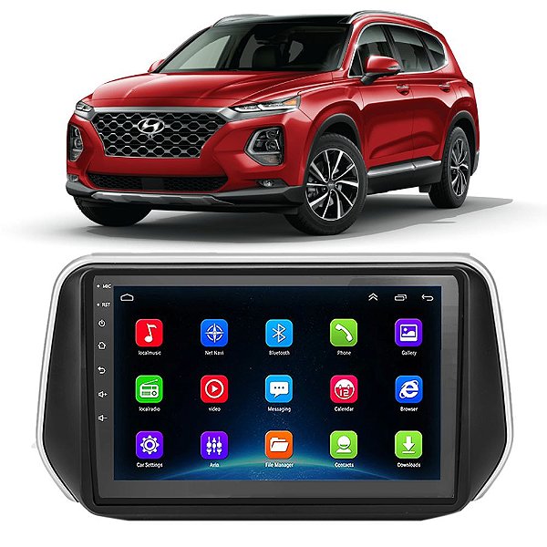 Kit Multimídia Android Santa Fé 2020 A 2021  9" Tv Online GPS Bluetooth WiFi USB Rádio FM