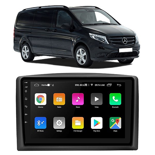 Kit Multimídia Android Mercedes Vito 2015 A 2019  9" Tv Online GPS Bluetooth WiFi USB Rádio FM