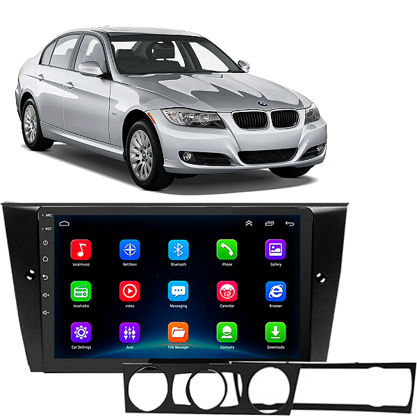 Kit Central Multimídia Android Bmw Serie 3 2005-2012 9 Pol Tv Online GPS Bluetooth WiFi USB Rádio FM