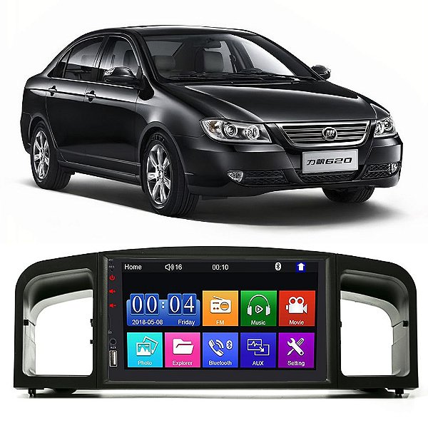 Kit Multimídia Mp5 Lifan 620 2010 A 2012 7” Android e IOS USB SD Bluetooth Auxiliar Rádio FM