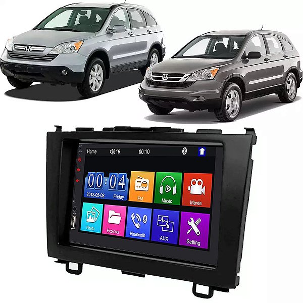 Kit Multimídia Mp5 CRV 2007-2011 7” Android e IOS USB SD Bluetooth Auxiliar Rádio FM