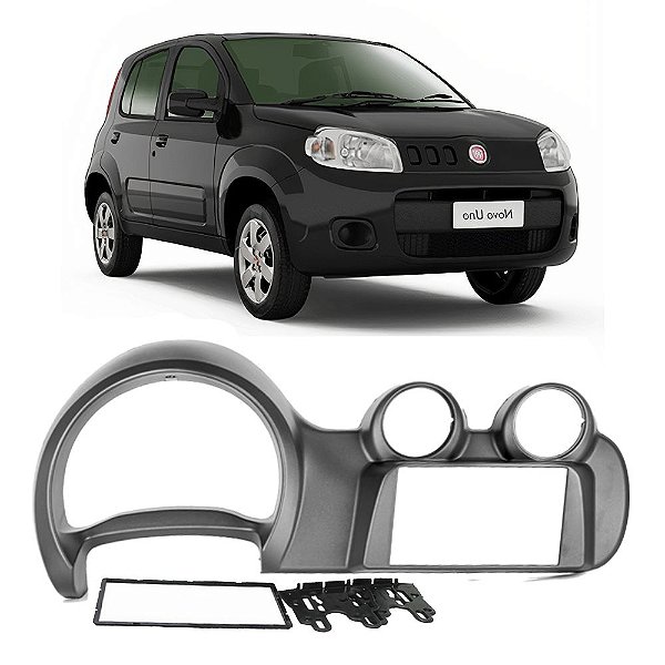 Moldura Painel DVD MP5 2 din Fiat Uno Vivace 2011 2012 2013 2014 2015 7 Polegadas