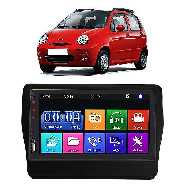 Kit Multimídia Mp5 Cherry QQ 2011 A 2015 7” Android e IOS USB SD Bluetooth Auxiliar Rádio FM