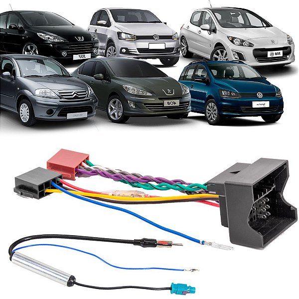 Kit Chicote Radio Antena Ligacao Adaptador Plug And Play Peugeot Citroen Volkswagen Fox 307