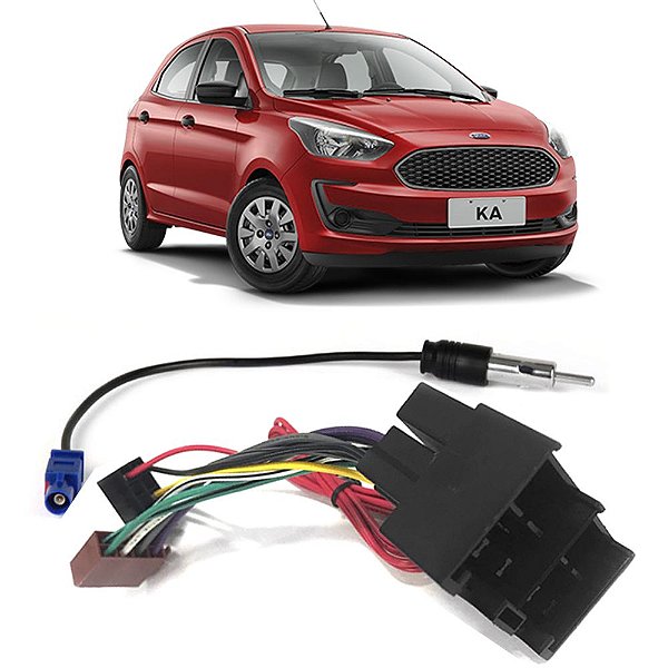 Kit Chicotes Radio E Antena Ligacao Plug And Play Ford Ka 2019-2022 Som Automotivo