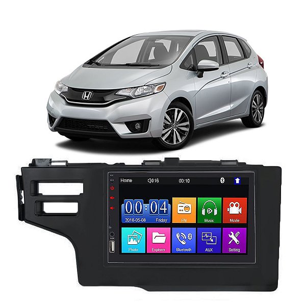 Kit Central Multimídia Mp5 Fit Wrv 2015 2016 2017 2018 2019 2020 2021 7 Polegadas Espelhamento Android e IOS USB SD Bluetooth Auxiliar Rádio FM