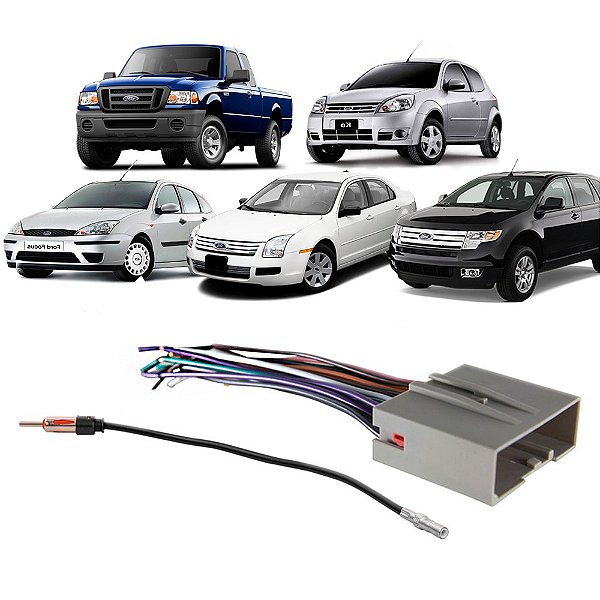 Kit Chicotes Ligacao Radio Som Automotivo Adaptador Ford Fusion Ka Focus F-250 Edge Ranger