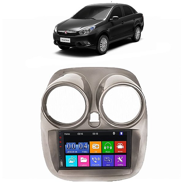 Kit Multimídia Mp5 Palio Grand Siena 2012-2019 7” Android e IOS USB SD Bluetooth Auxiliar Rádio FM