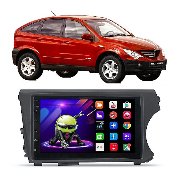 Kit Multimídia Android Ssangyong Actyon Kyron (2008-2013) 7'' Polegadas 1-16GB GPS TV Online Bluetooth WiFi