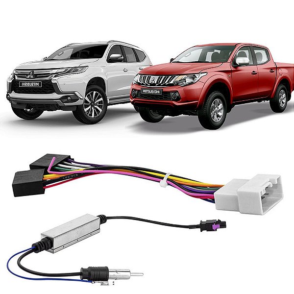 Kit Chicotes Plug And Play Rádio Antena Amplificada Mitsubishi Pajero Sport L200 Triton 2016-2022
