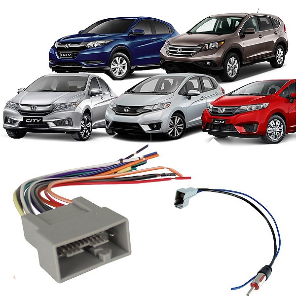 Kit Chicote Ligação Rádio Som Automotivo Honda Civic, City, Fit, CR-V, WR-V (2015 a 2021) - Plug And Play