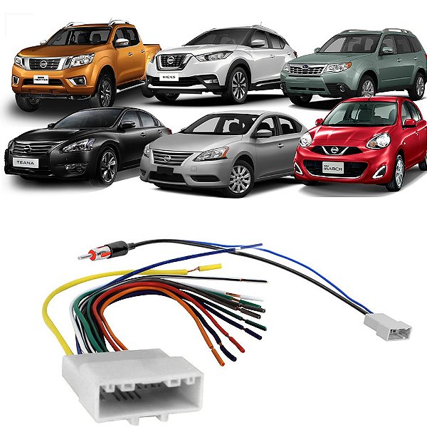 Kit Chicote Ligação Radio Som Automotivo Nissan Subaru Frontier Kicks Sentra Versa March Frontier