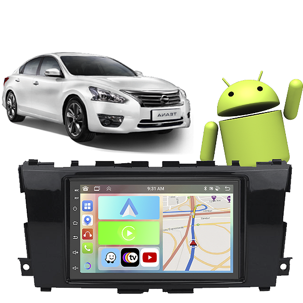 Kit Multimídia Nissan Altima (2013-2014) 7" Polegadas 2-32Gb GPS TV Android-Auto CarPlay Comando de voz Google Siri