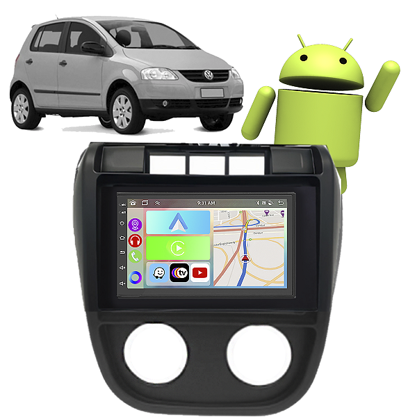 Kit Multimídia Fox Spacefox Crossfox 2003-2009 7" Polegadas 2-32Gb Android-Auto CarPlay GPS TV Online
