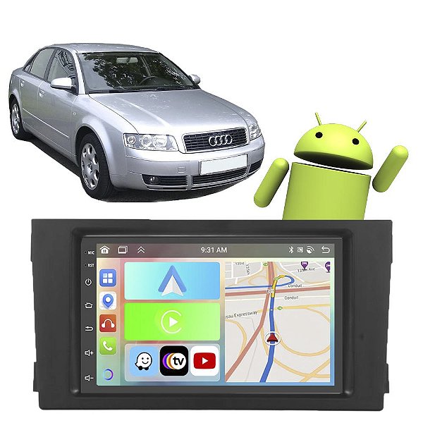 Kit Multimídia Audi A6 (1997-2004) 7" Polegadas 2-32Gb GPS TV Android-Auto CarPlay Comando de voz Google Siri