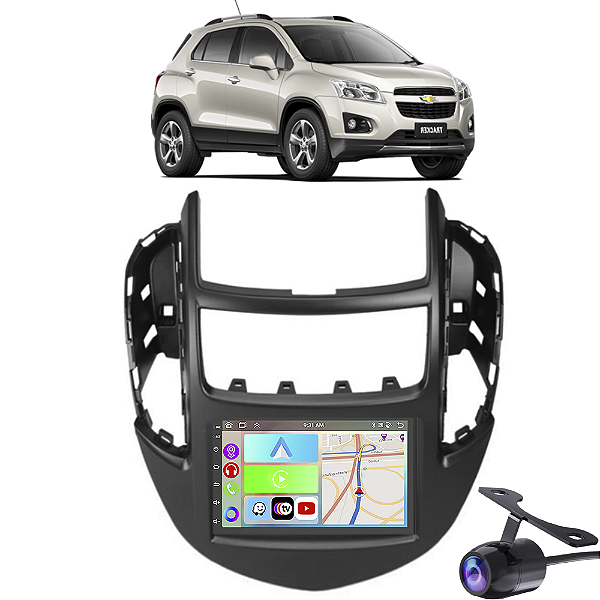Kit Multimídia Tracker (2013-2016) 7" Polegadas 2-32Gb GPS TV Android-Auto CarPlay Comando de voz Google Siri