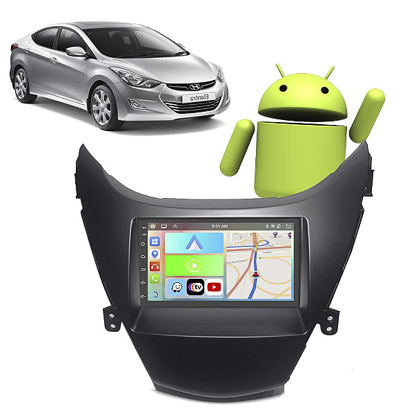 Kit Multimídia Hyundai Elantra (2010-2013) 7" Polegadas 2-32Gb GPS TV Android-Auto CarPlay Comando de voz Google Siri