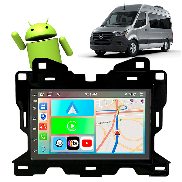 Kit Multimídia Mercedes Benz Sprinter (2020-2024) 7" Polegadas 2-32Gb GPS TV Android-Auto CarPlay Siri