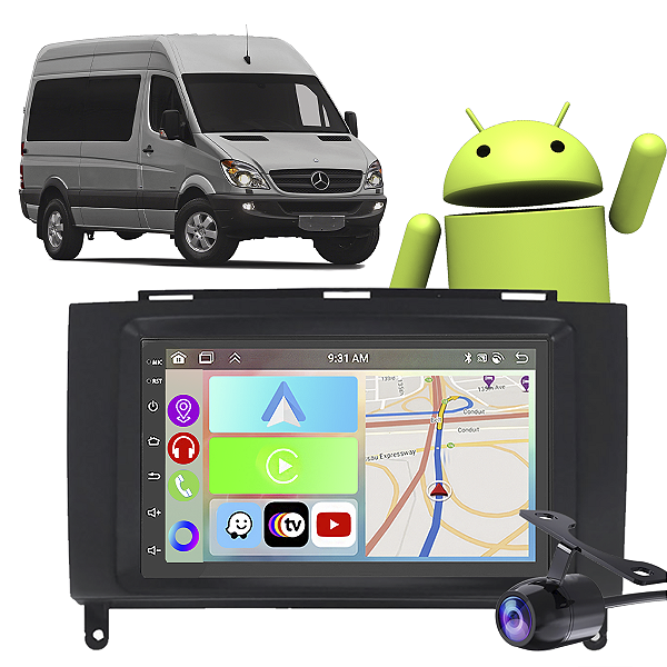 Kit Multimídia Mercedes Benz Sprinter B200 (2008-2019) 7" Polegadas 2-32Gb GPS TV Android-Auto CarPlay
