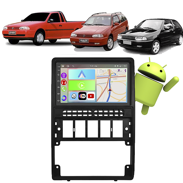 Kit Multimídia Volkswagen Gol G2 (1996-1999) 7" Polegadas 2-32Gb GPS TV Android-Auto CarPlay Comando de voz Google Siri