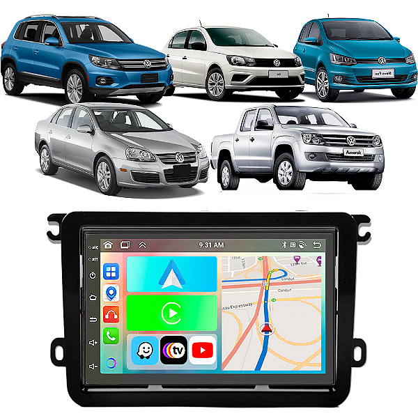 Kit Multimídia Volkswagen Gol G7 (2017-2020) 7" Polegadas 2-32Gb GPS TV Android-Auto CarPlay Comando de voz Google Siri