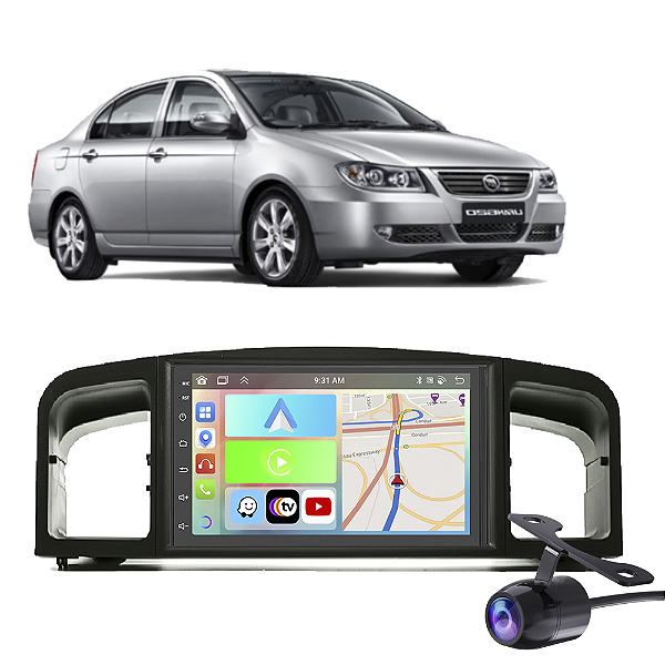 Kit Multimídia Lifan 620 (2010-2012) 7" Polegadas 2-32Gb GPS TV Android-Auto CarPlay Comando de voz Google Siri