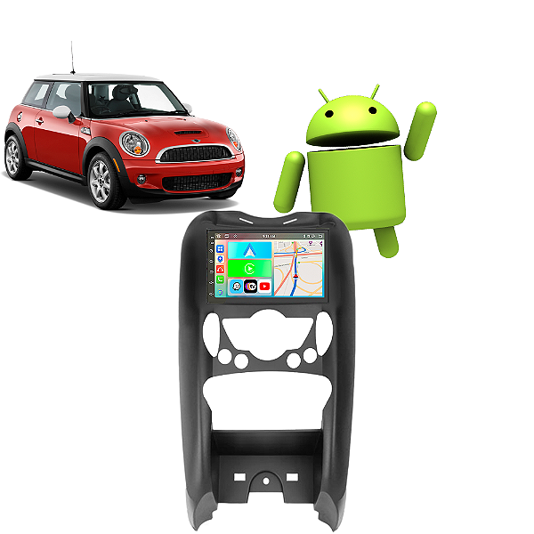 Kit Multimídia Mini Cooper (2007-2014) 7" Polegadas 2-32Gb GPS TV Android-Auto CarPlay Comando de voz Google Siri
