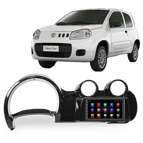 Kit Central Multimidia Android Fiat Uno 2011 A 2016 Fiorino 2011 A 2021 7" Polegadas Gps Tv Online Bluetooth Wifi Loja Aplicativo Play Store Youtube Spotify Waze Google Maps Integração Android IOS