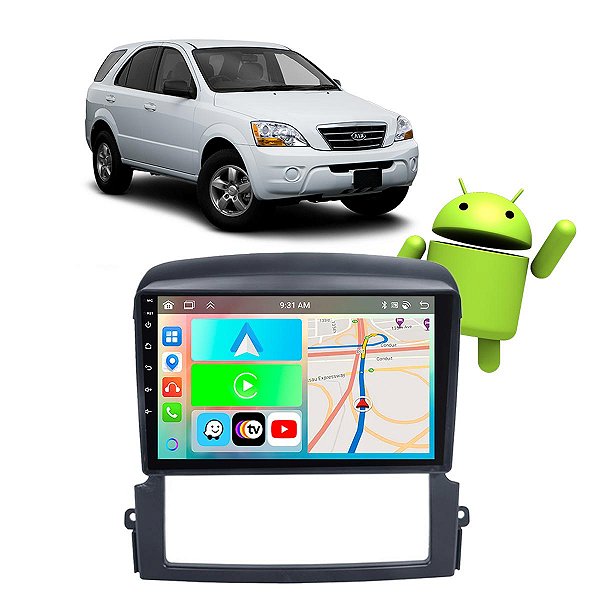Kit Multimídia Kia Sorento 2007-2009 9” Carplay Android Auto GPS TV Online Google Siri + Câmera de Ré